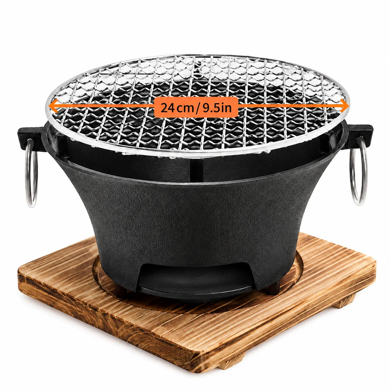 Portable Cast Iron Charcoal Grill For Outdoor Tabletop Cooking