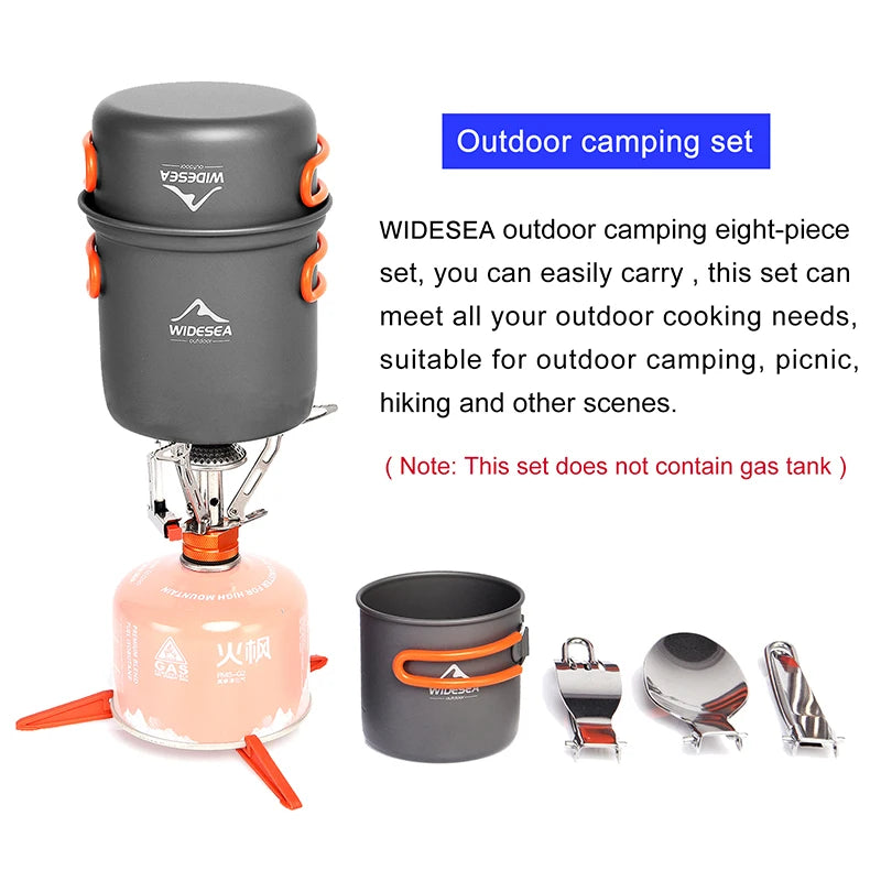 Widesea Camping Cookware Set Outdoor Tableware Pot Stove Cup