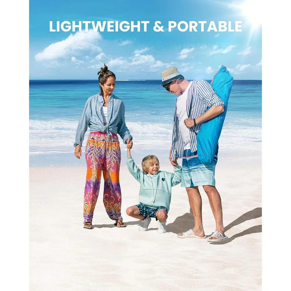 Pop Up Beach Tent for 3-4 Person, Instant Setup Sun Shelter with UPF50+ UV Protection, Portable Shade Canopy with Sandbags for Beach & Outdoor
