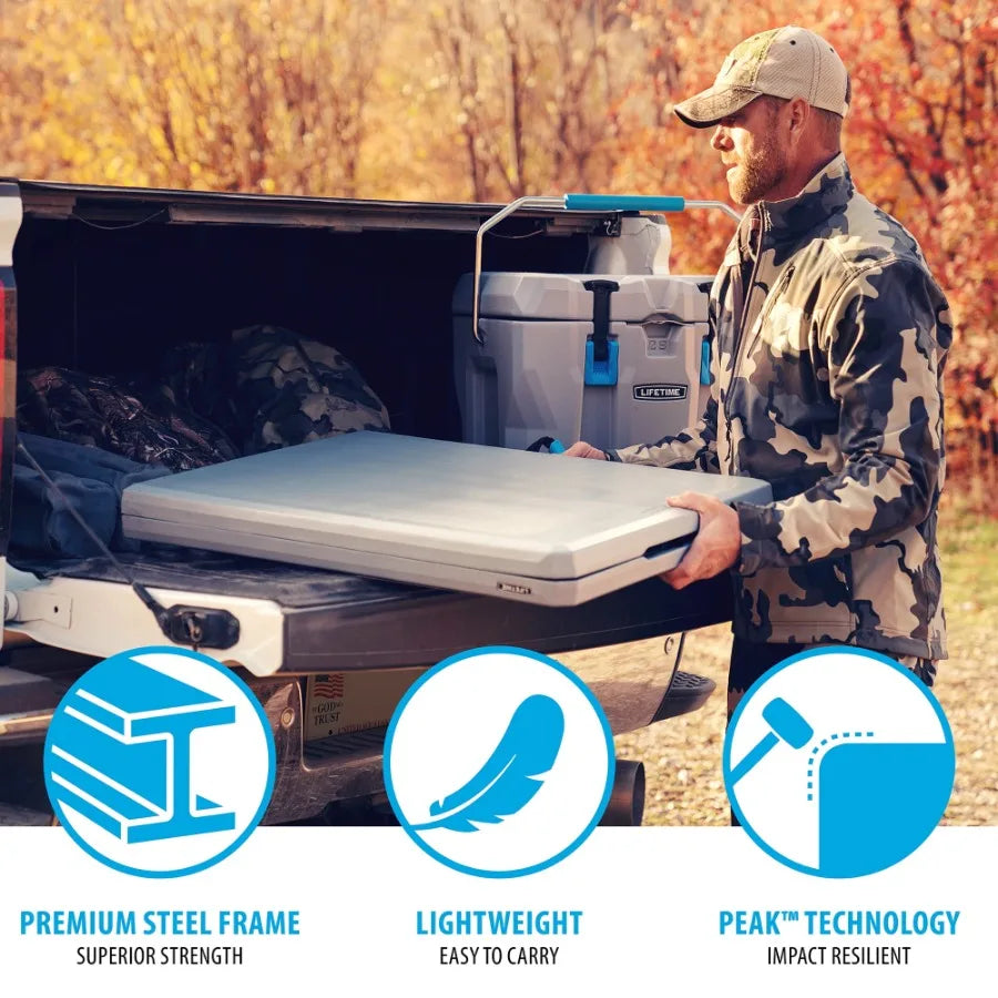 5-Foot Fold-in-Half Table Portable Indoor Outdoor Utility Table for Camping Events and Tailgating Gray