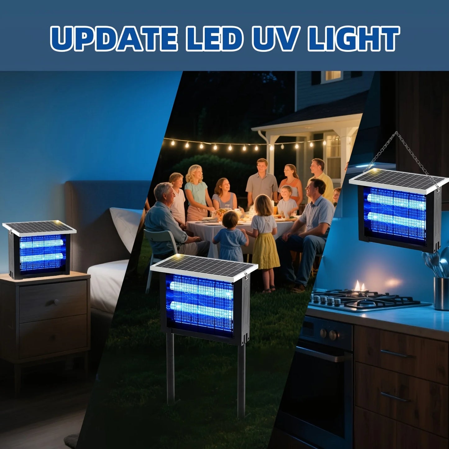 Solar Powered Bug Zapper Outdoor Mosquito Killer Rechargeable