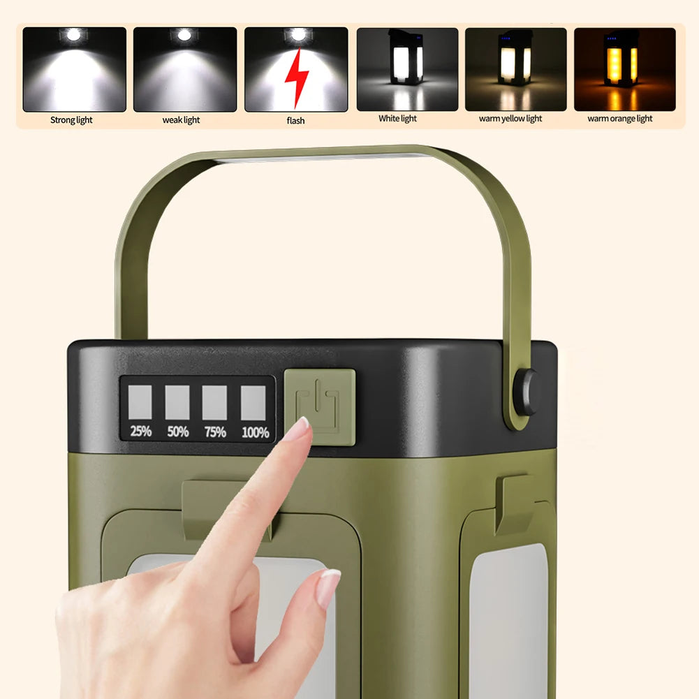 Foldable Camping Light Rechargeable Lantern Power Bank Solar Camping Lantern Portable Flashlight LED Tent Light