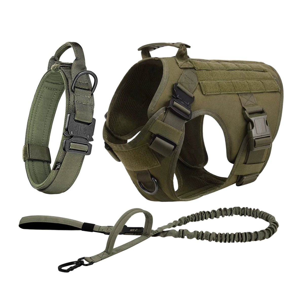 Pettravel Tactical Dog Harness With Padded Molle Pouch
