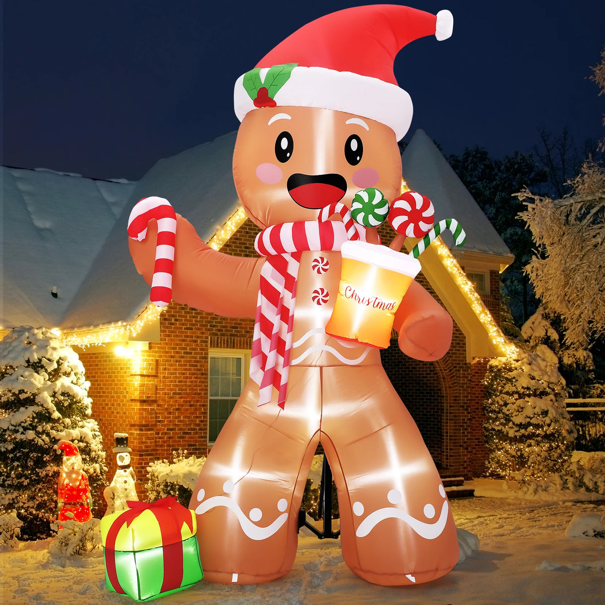 HiMISS Christmas Gingerbread Man Inflatable Outdoor Yard Decor
