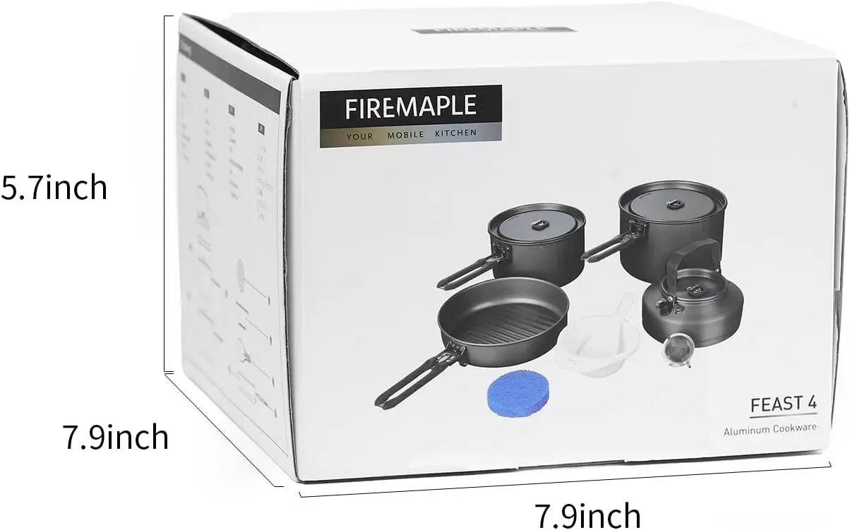 Portable Camping Cookware Set, 10-Piece Stackable Pot and Pan Kit with Kettle, Nonstick, Lightweight for Hiking, Backpacking