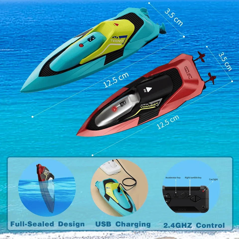 4DRC S5 fast remote control boat 2.4 GHz 20+MPH high-speed remote control rowing boat, water speedboat, submarine for swimming pools and lakes rowing, remote control, rechargeable boat battery, children's model, outdoor swimm