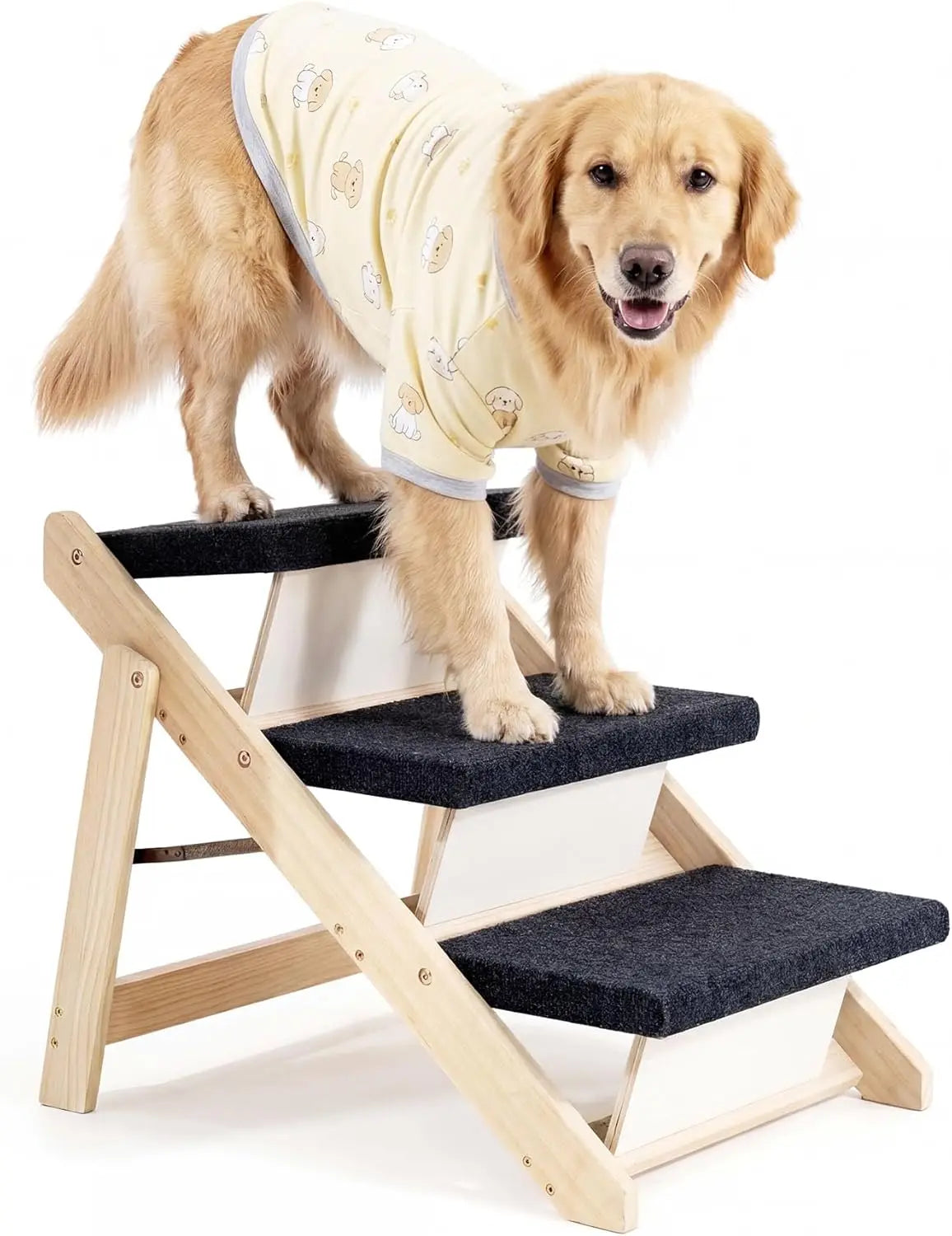 Premium Foldable Wooden Pet Stairs And Ramp For Dogs And Cats