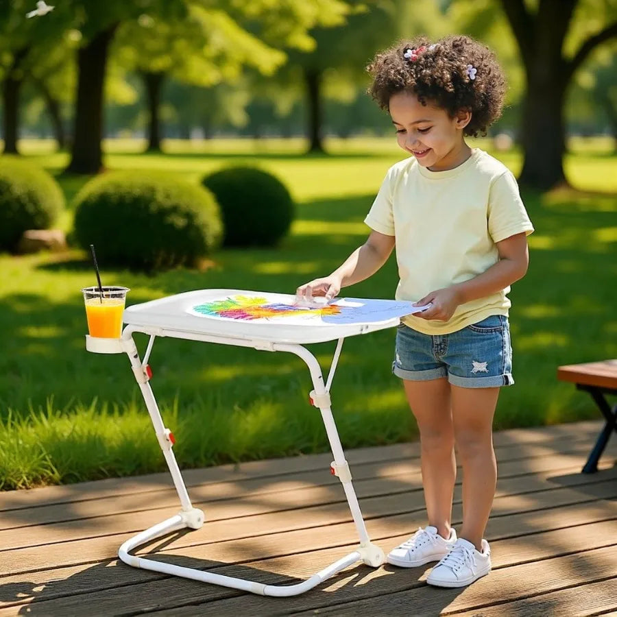 Folding Table Trays with 4 Height and 3 Tilt Angle TV Tray Table with Cup Holder Dinner Tray for Eating on Couch Laptop and Bed