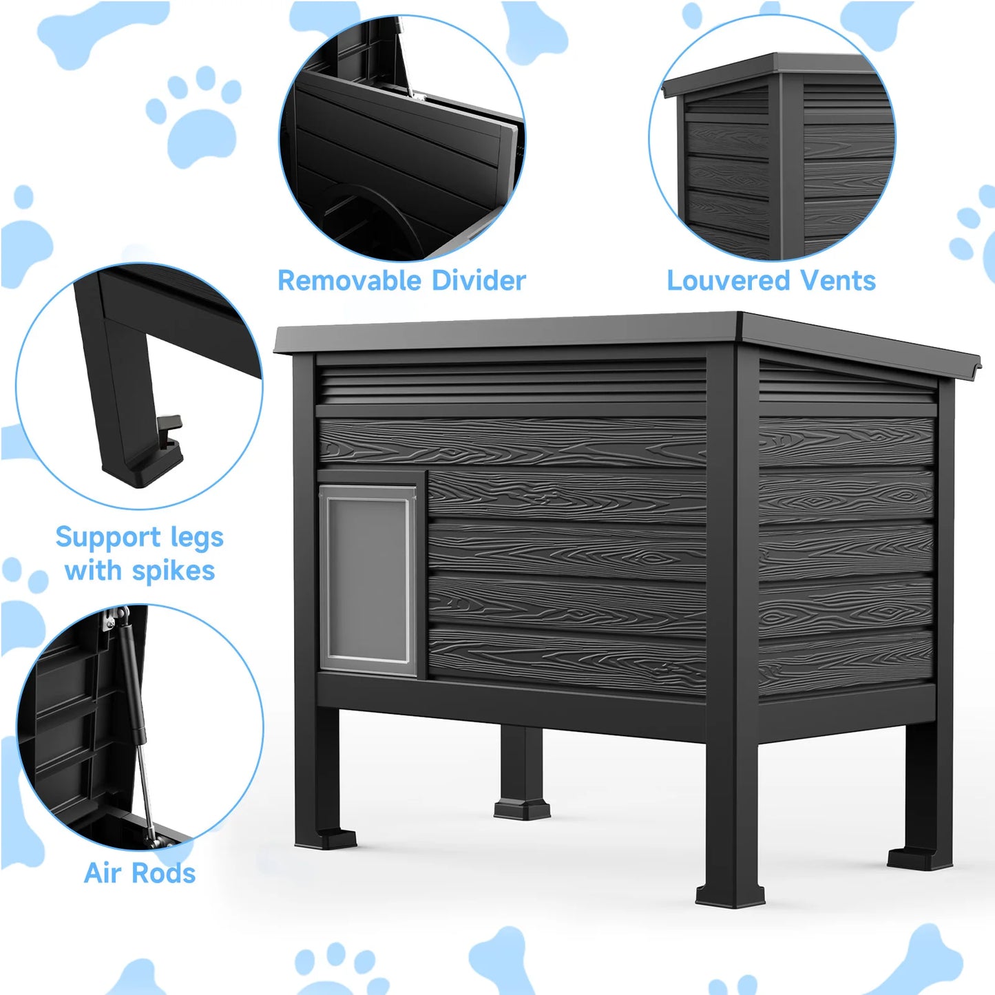 Weatherproof Plastic Elevated Cat House With Heating Pad
