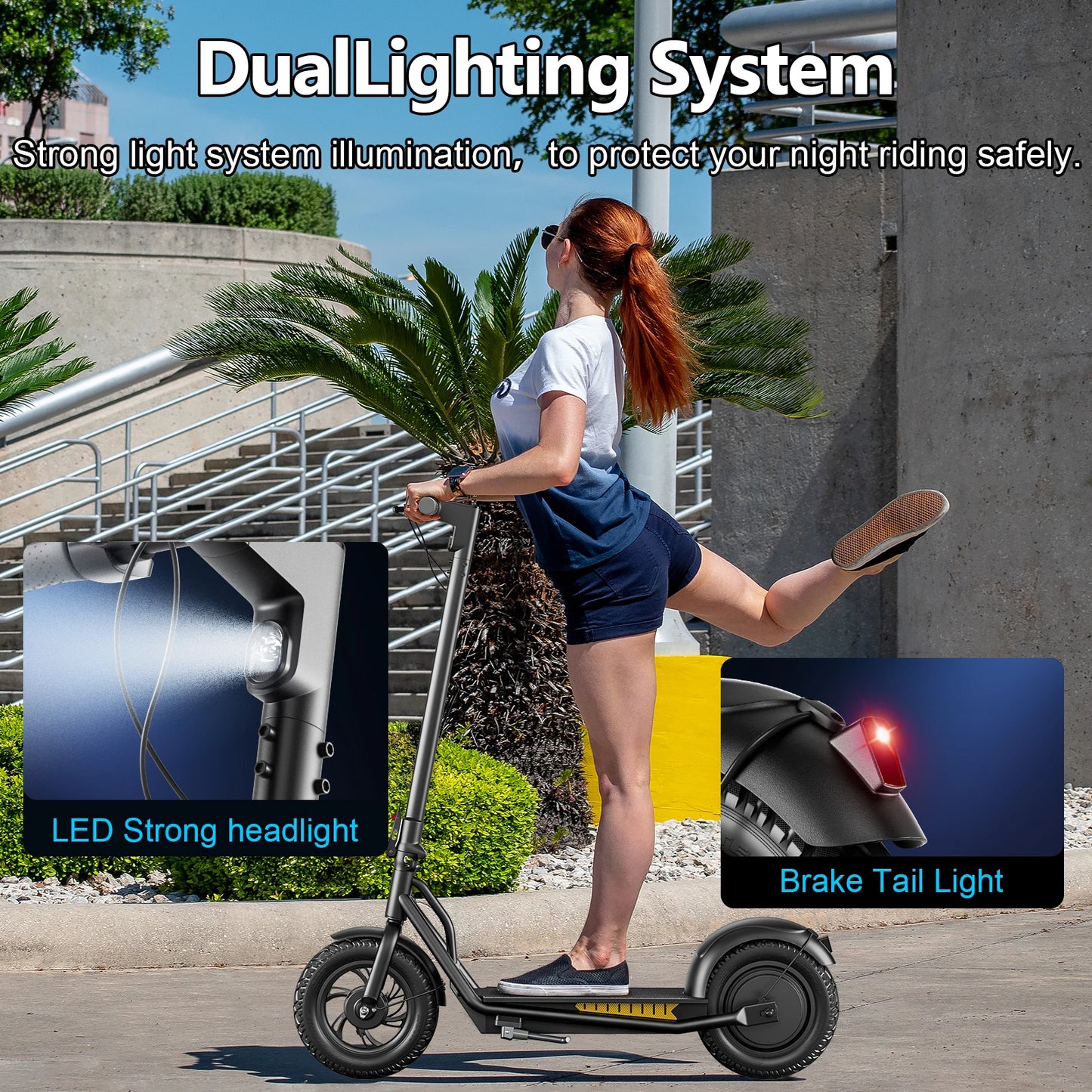 HEZZO A19 Foldable Electric Scooter 12 Inch Inflatable Air Tire 500W 36V15Ah Adult E Scooter 45-55KM Long Range Commuter Scooter Max Speed 35km/h