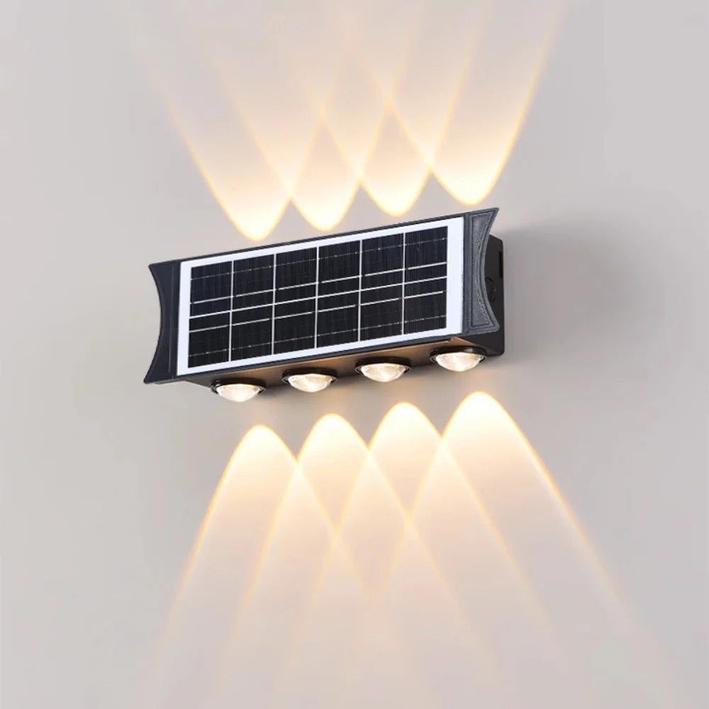 8/12LED Solar Wall Lamp Outdoor Warm Light Waterproof Up And Down Luminous Lighting Balcony Yard Garden Decoration Lights Exterior Wall