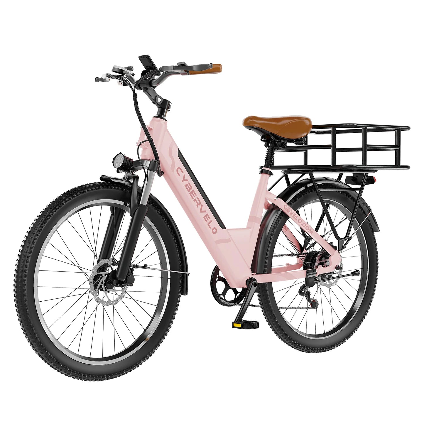Cybervelo Urban Commute E-Bike, 48V 1000W Peak Motor Detachable Battery 7-Speed shift Electric Bike 26“ Step-Thru adults EK2
