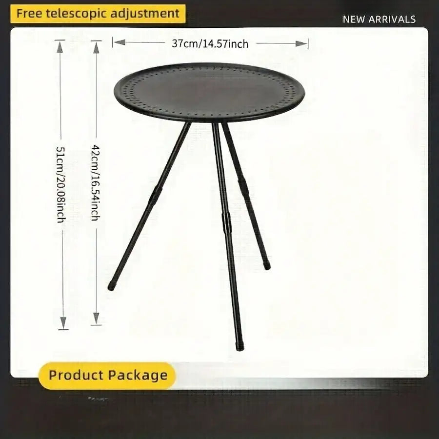 Portable Adjustable Height Camping Table, Aluminum Alloy Folding Round Dining Table, Detachable Leg Frame, Portable Design, Suitable For Outdoor Picnics, Beaches, Backyard Parties, Classic Tripod Sturdy Structure, Easy To Car