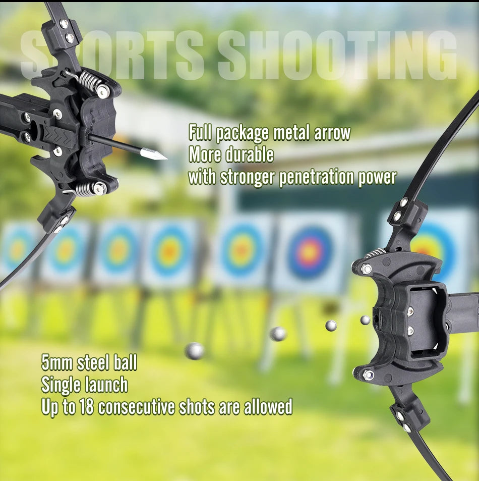 Folding Bow And Steel Ball Combo For Archery Practice