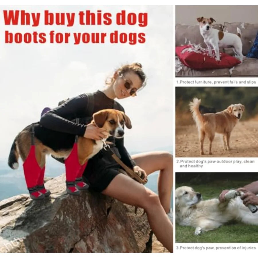 Adjustable Waterproof Dog Suspender Boots Anti Slip Design