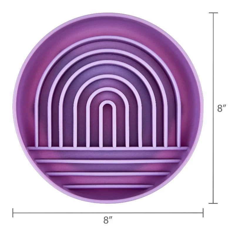 Silicone Slow Feeder Bowl for Pets, Purple Rainbow