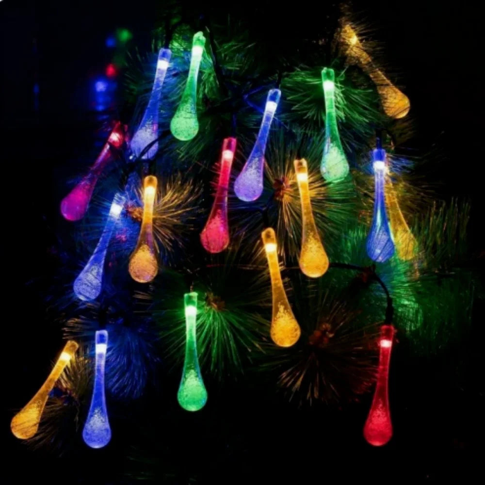 10M Water Droplets Solar String Lights LED Waterproof Outdoor Decoration Garland Fariy Lights Christmas Wedding Party Garden