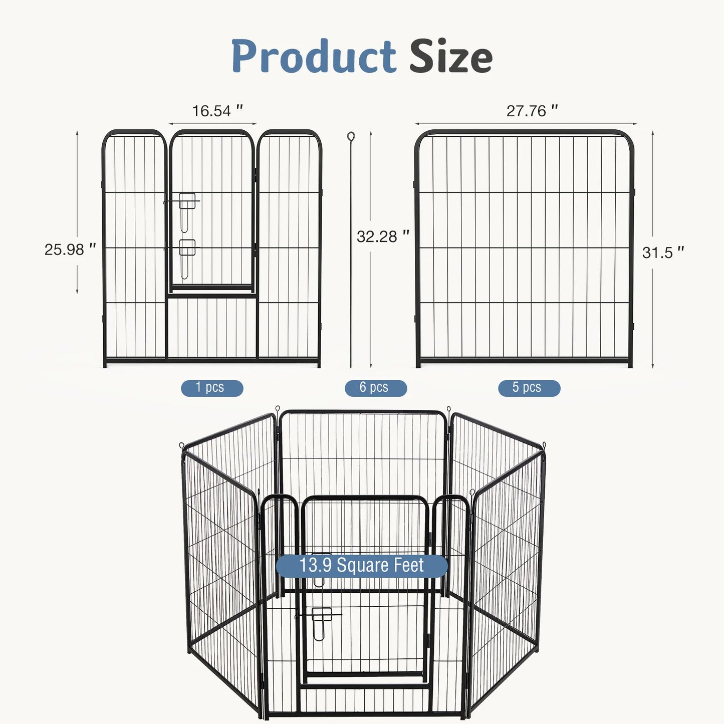 JHK Foldable Metal Dog Playpen With Secure Portable Exercise Pen