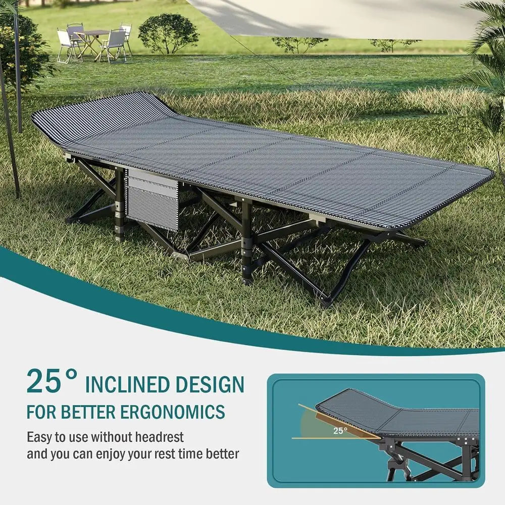 Camping Cot or Adults, olding Bed with Comortable Cushion, Tent Portable Sleng Bed with Carry Bag or Camp, Oice Use, Outdoor, Tr