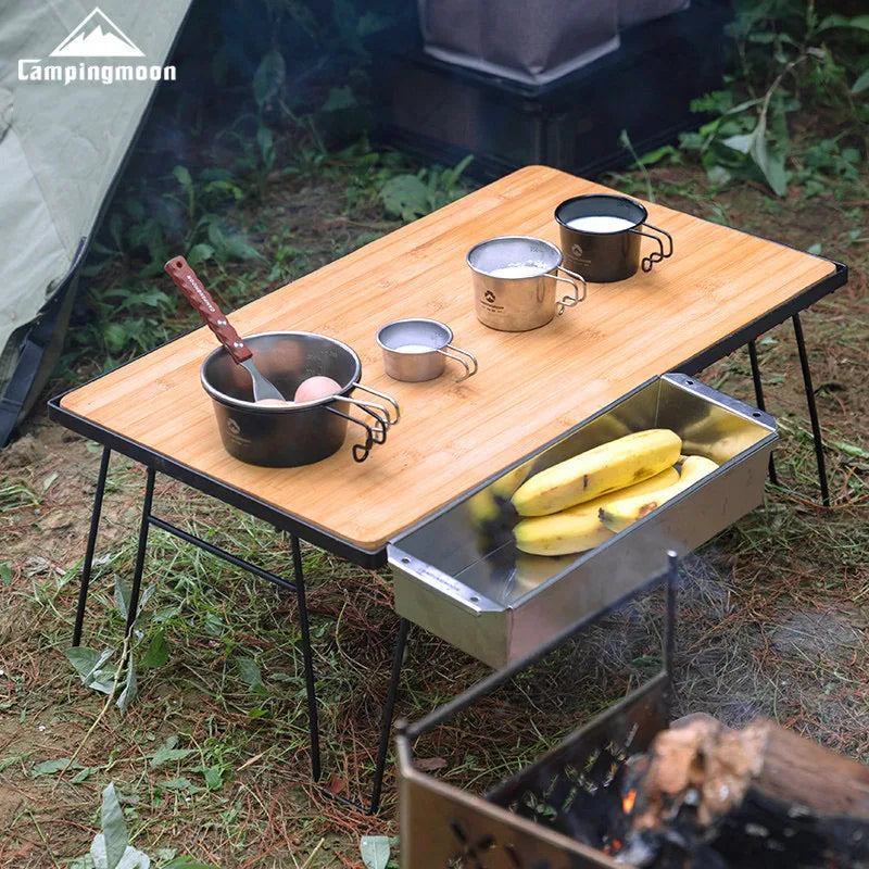 CAMPINGMOON T-230 Outdoor Simple Field Rack Folding Table Iron Multi functional Outdoor Camping Picnic Table Barbecue Table Can be Multi layer Paired