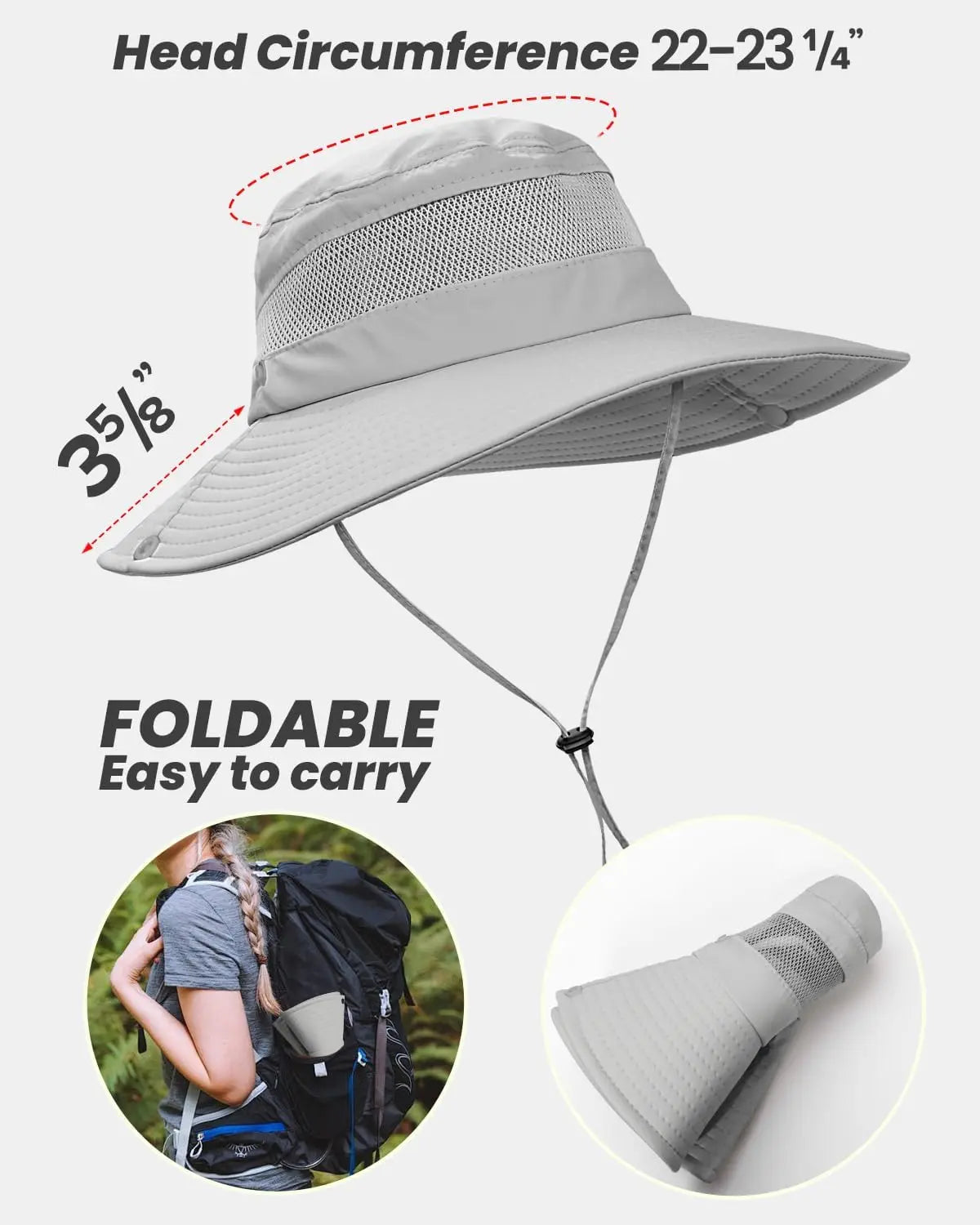 Sun Bucket Hat for Women with Ponytail Hole for Hiking Fishing Safari