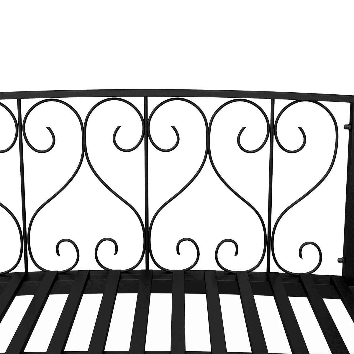 7' Metal Arch Garden Bridge with Siderails, Arc Footbridge, Black