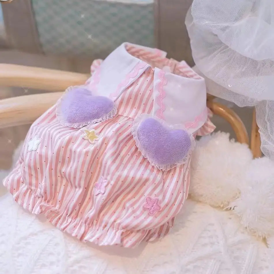 Summer Princess Striped Bubble Dress For Small Dogs And Cats