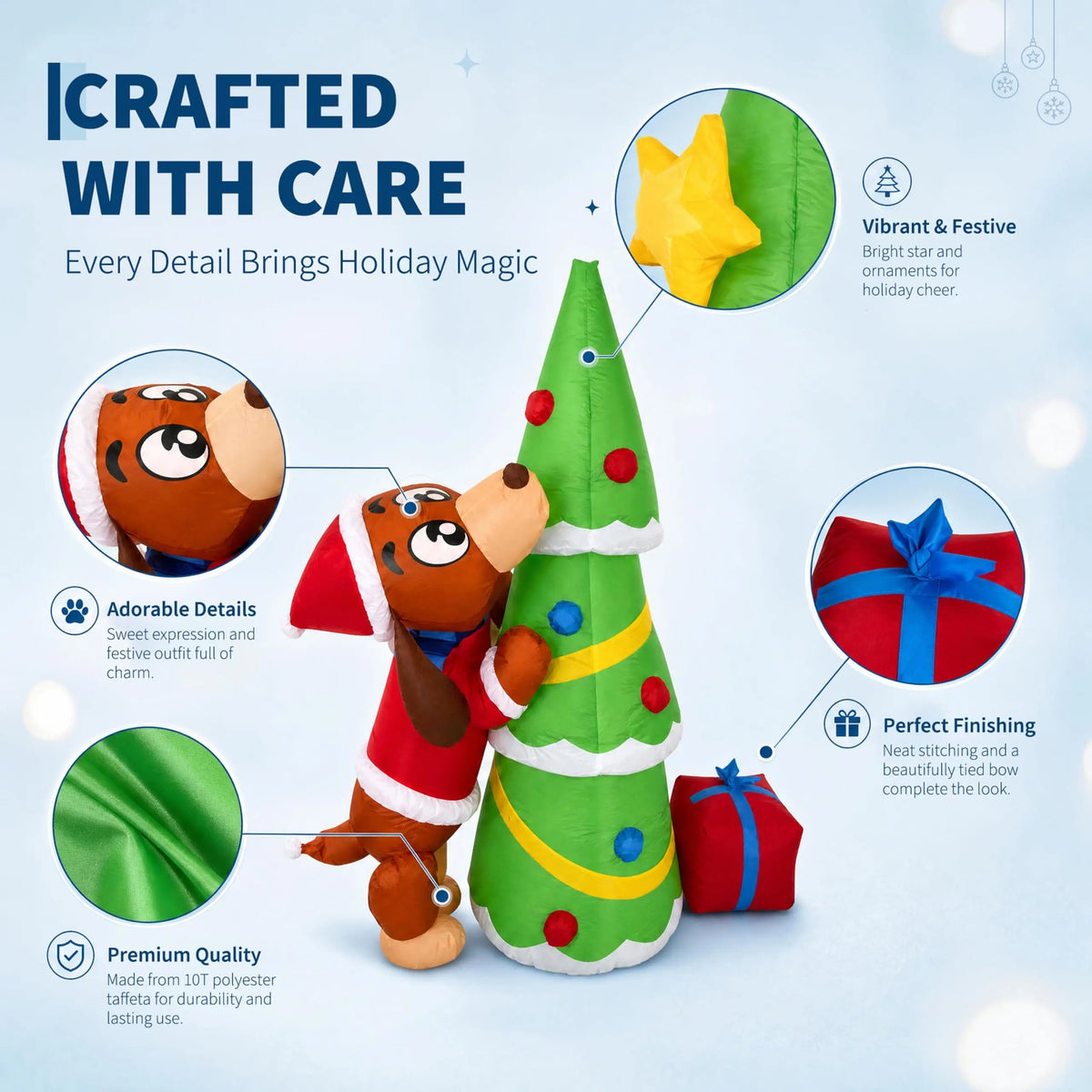 Inflatable Outdoor Christmas Tree With Led Lights For Yard Decor
