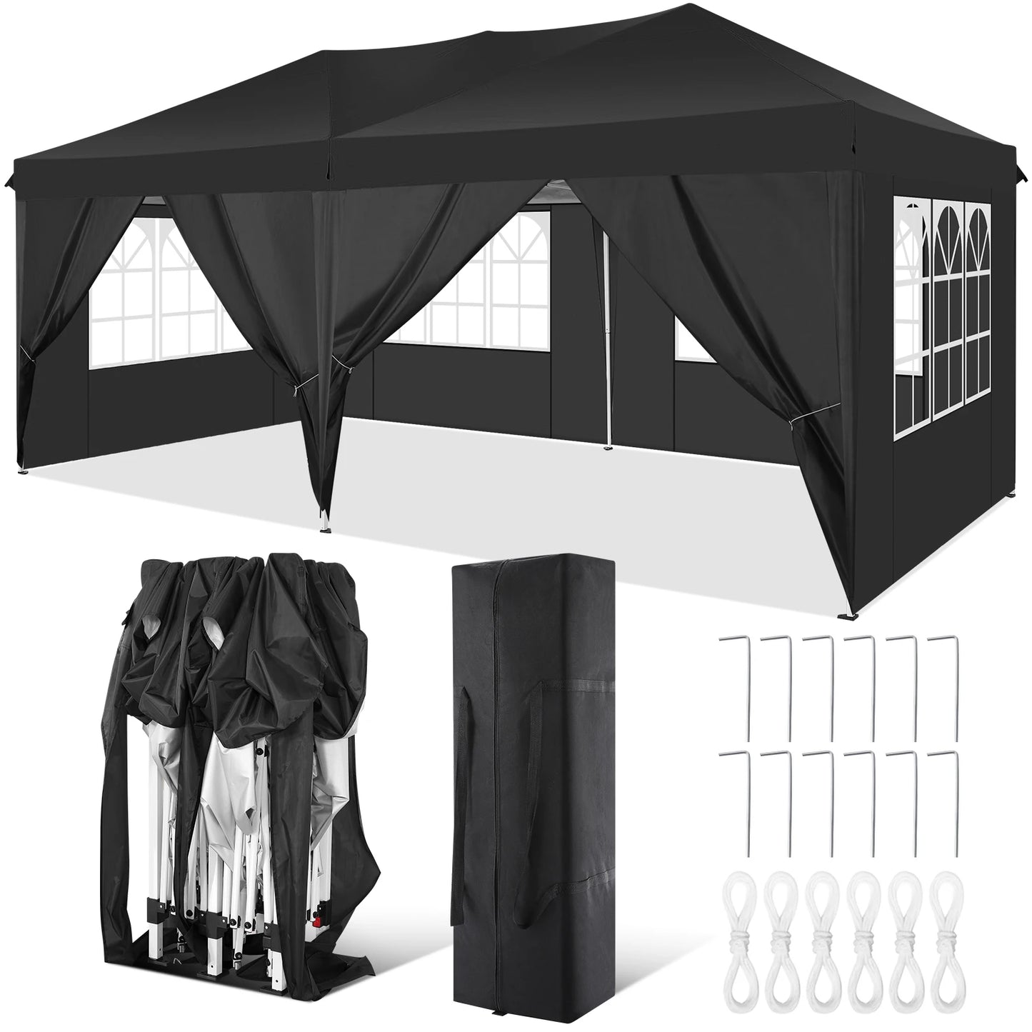 10x20FT Pop Up Canopy Tent with Removable Sidewalls Waterproof Commercial Instant Shelter Outdoor Gazebo Party Tent Protable Canopy Tents for Parties with Carry Bag