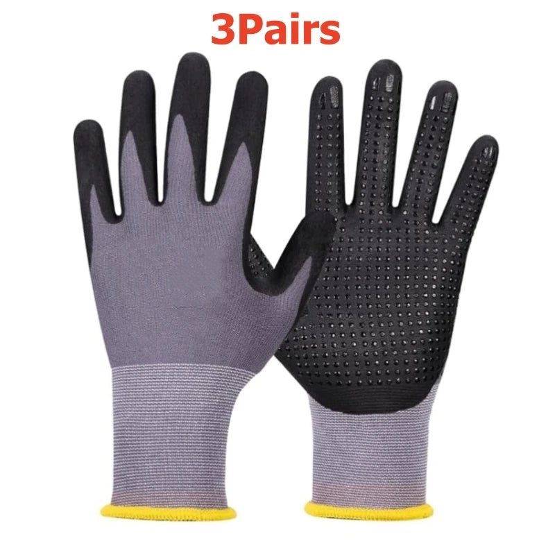 6PCS Work Gloves MicroFoam Nitrile Coated Durable Seamless Knit Safety & Work Gloves with Dot Grip for Men Mechanic Auto Garden