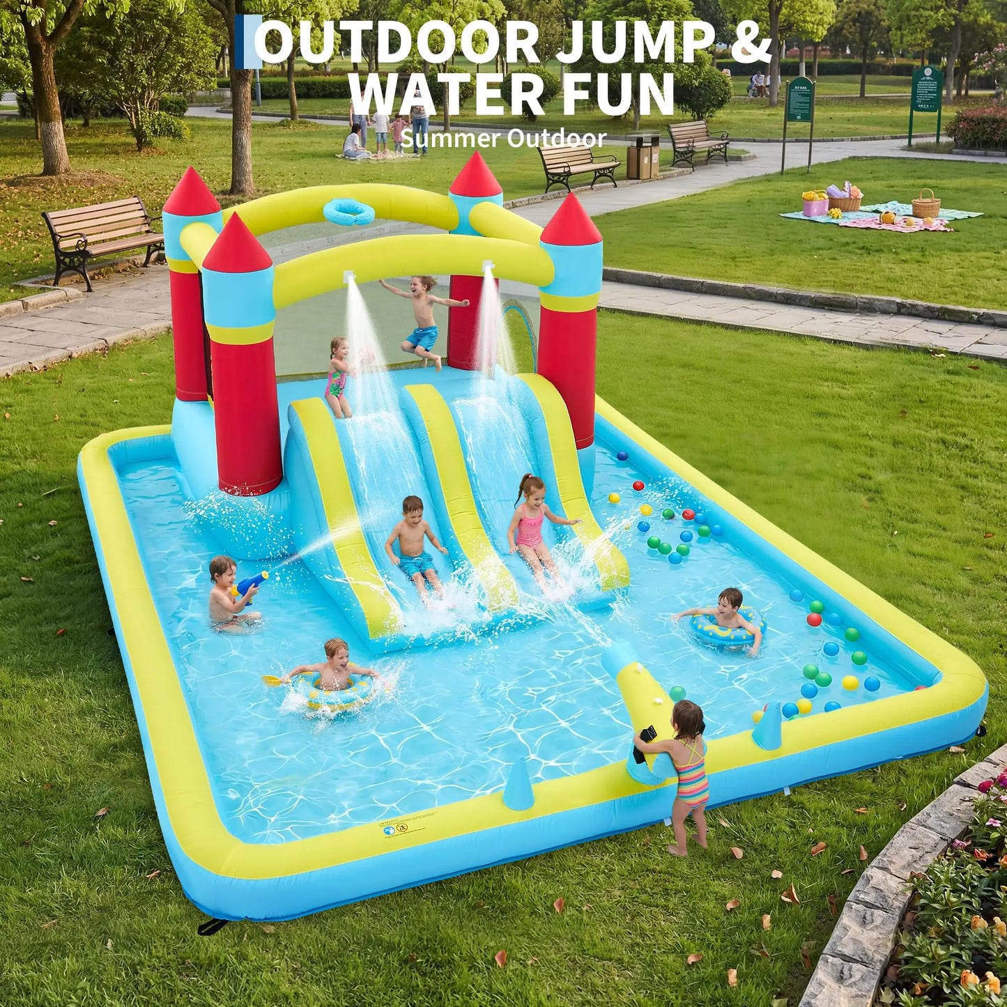 HiMISS Inflatable Bounce House With Slide For Kids