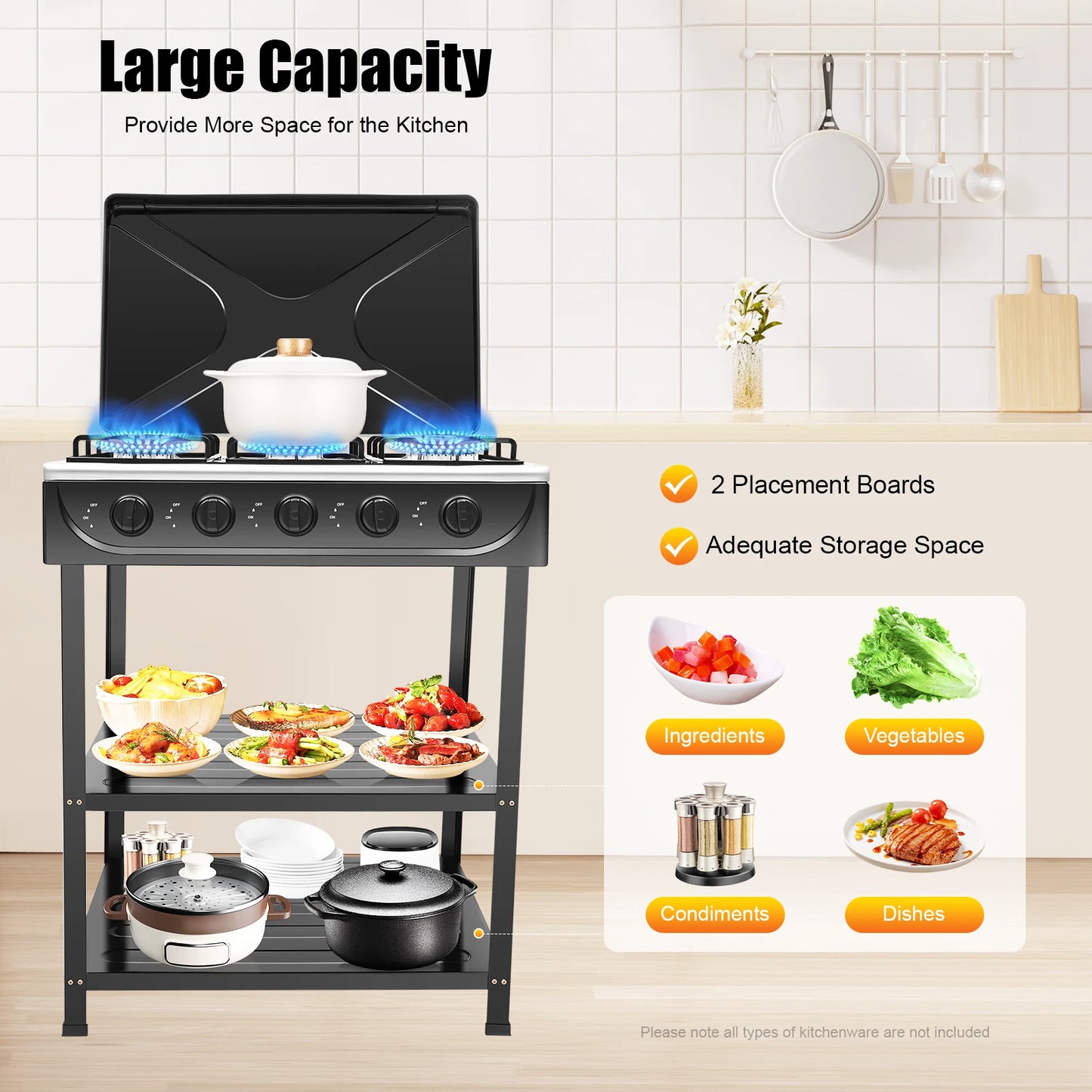 Bymaocar 5 Burner Outdoor Natural Gas Stove With Protective Cover