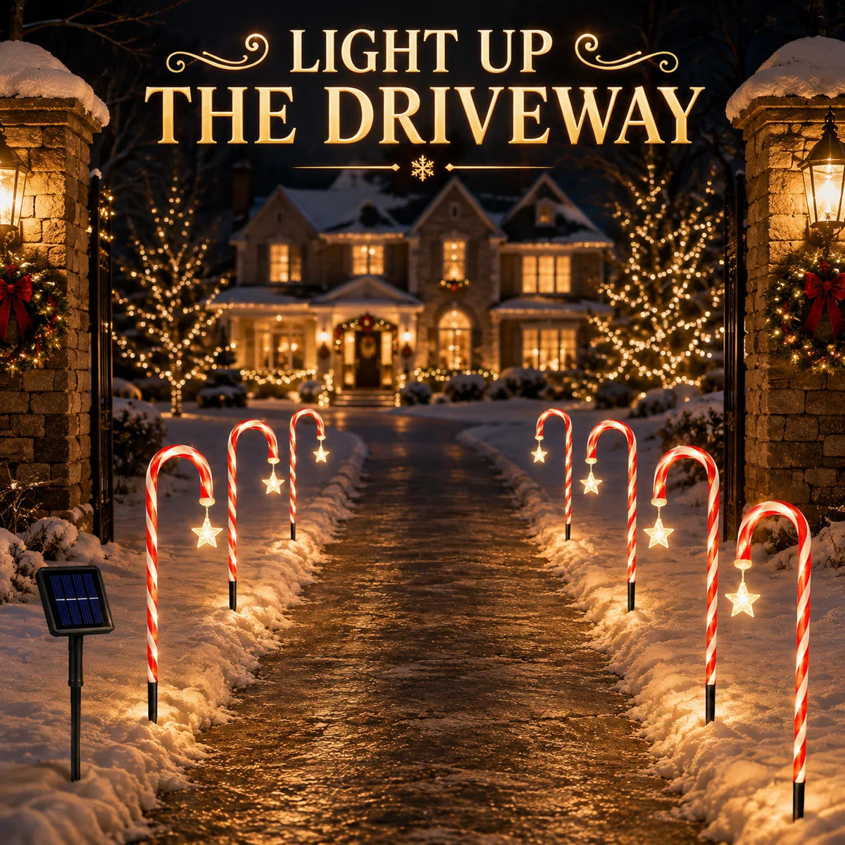 8/12 Pack Solar Candy Cane Lights,Outdoor Christmas Pathway Decor Solar powered candy cane pathway lights with IP65 waterproof, twinkle mode, perfect for Christmas yards, gardens,weddings.