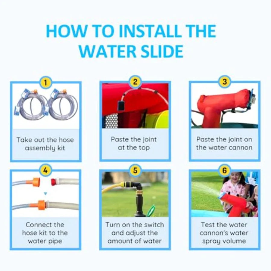 Iatable Water Slide, Blow Up Water Slide with Climbing Wall, Water Slide for Backyard with Basketball Hoop, Water Cannon and Sp