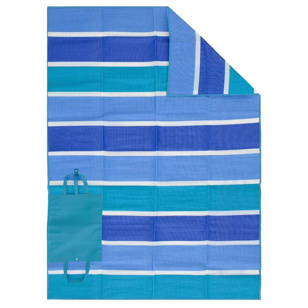Aqua Blue Waterproof Sand Proof Beach Mat 70x50 Inch Lightweight Portable Outdoor Picnic Blanket for Travel Camping