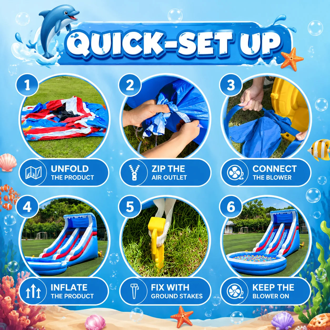 Blue White Red Oxford Water Slide Summer Outdoor Water Toy for Backyard Poolside Fun Games Entertainment