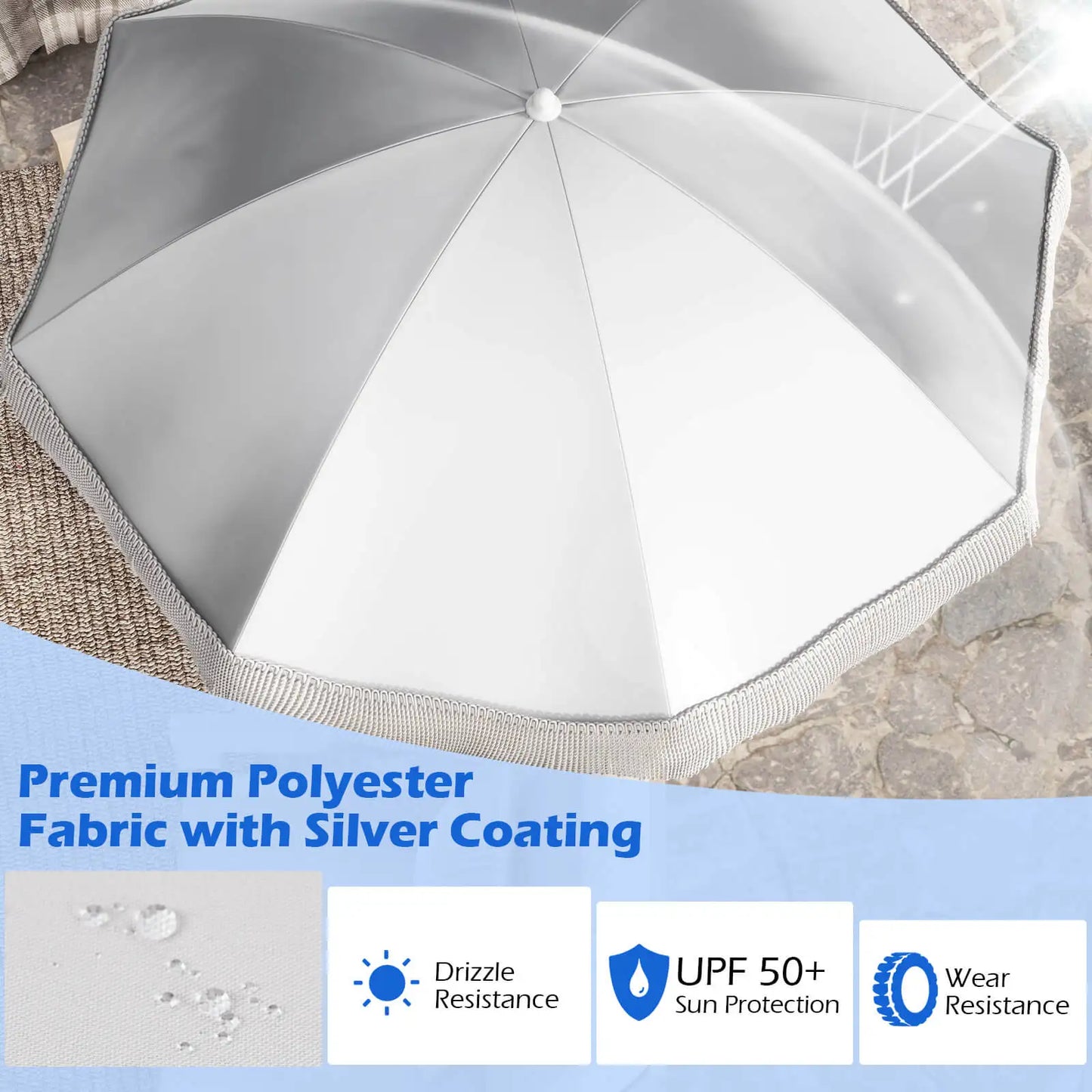 6.5 FT Outdoor Fringe Patio Umbrella w/ Carrying Bag Push Button Tilt for Garden
