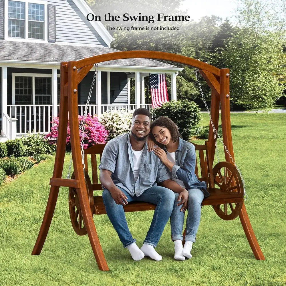 Enhanced 5-Foot Wooden 3-Person Swing, Heavy-Duty 880 lbs, Suitable for Yard, Garden, Balcony, Tree, Rustic Style