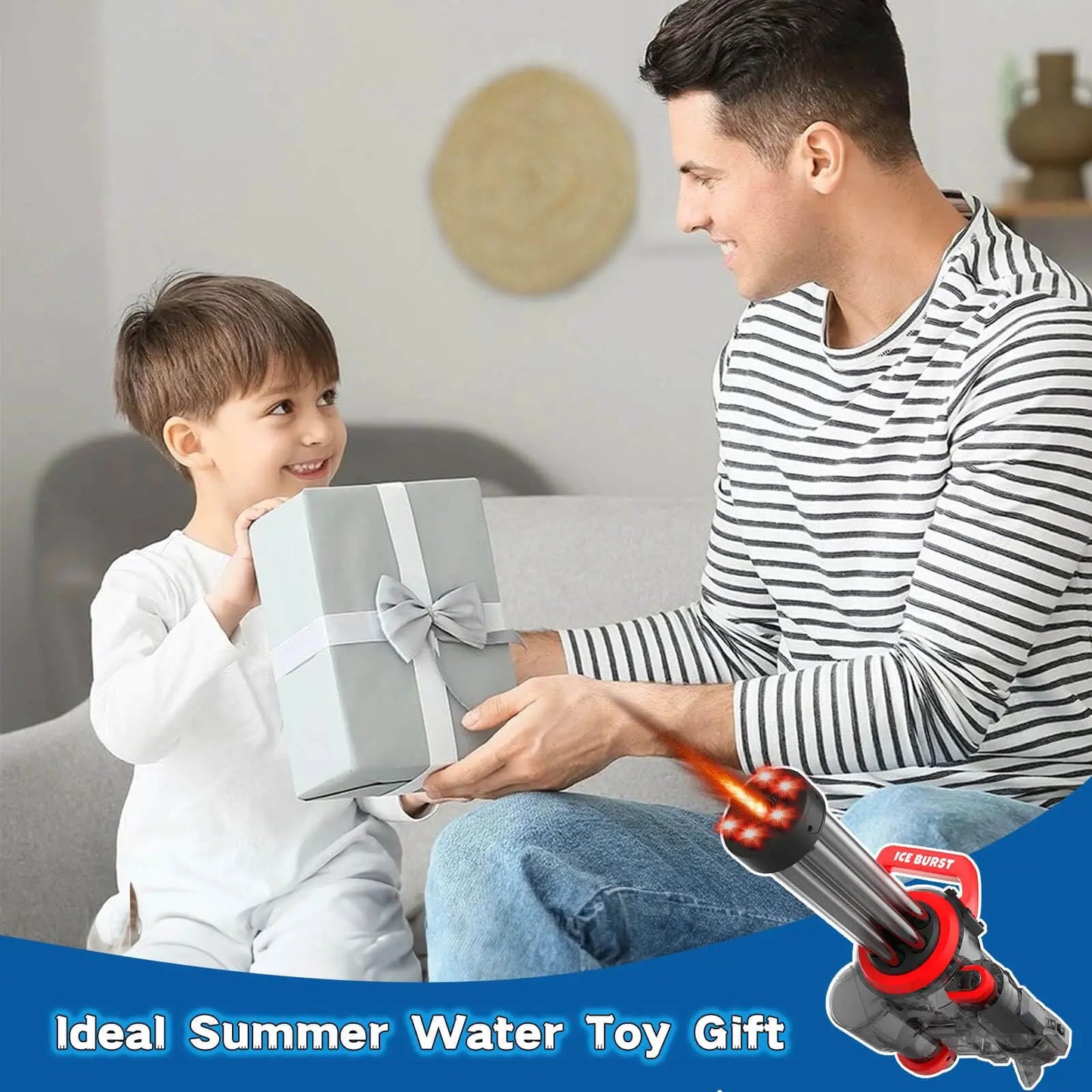 Rechargeable Automatic Gatling Water Gun Toy, Durable ABS Electric Water Blaster, Comes with Water Bag, Lithium Battery, Screwdriver and User Manual, Ideal Summer Game Gift for Pool Party, Beach & Backyard Water Battles for C