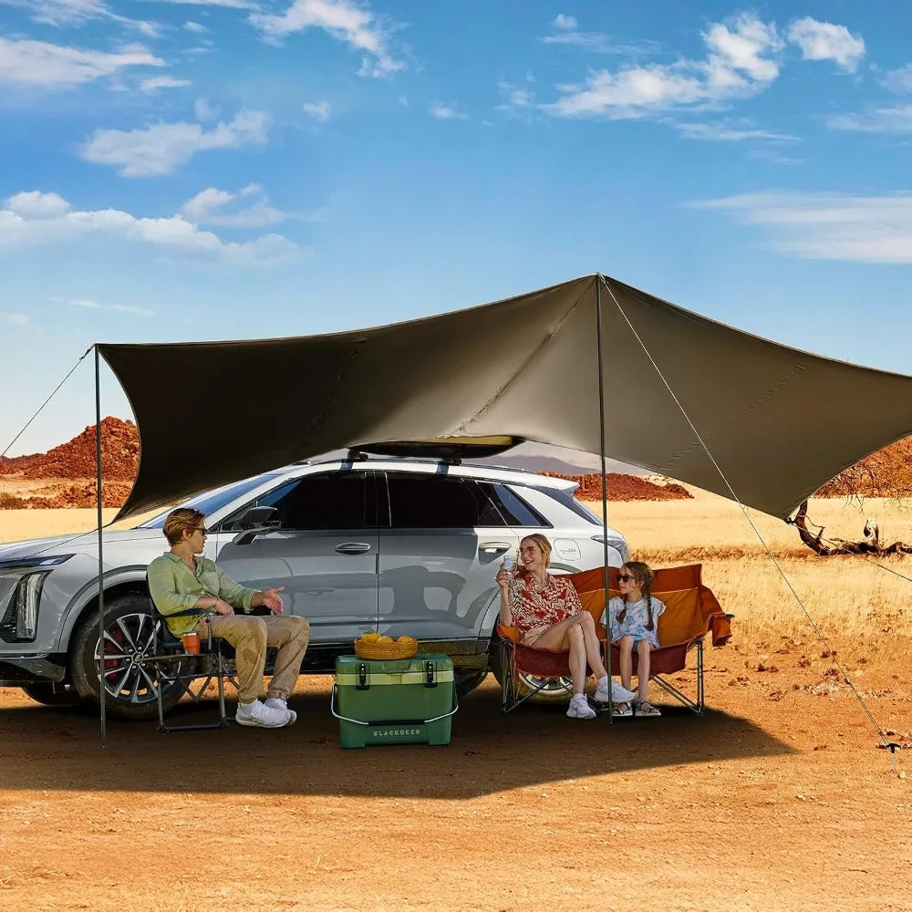 19x9.8ft Retractable Car Awning 186ft² Roof Rack Sun Shade UPF50+ Waterproof Shelter for Vehicle/Truck/Jeep/SUV/Van