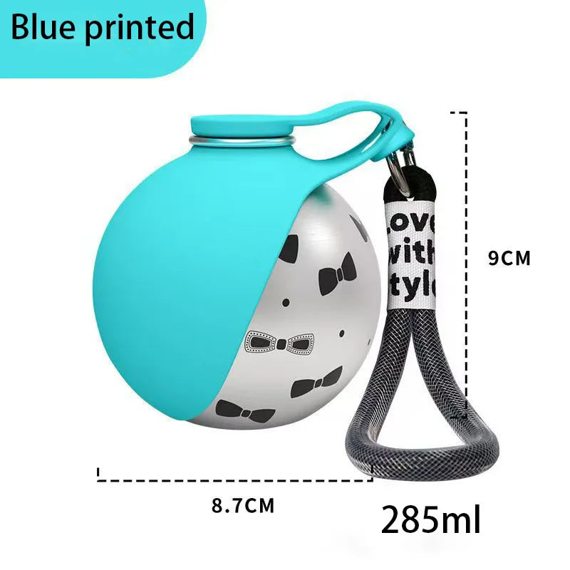 Water Bottle With Removable Silicone Bowl 285Ml Portable Dog Drinker 2-In-1 Stainless Steel Travel Pet Supplies