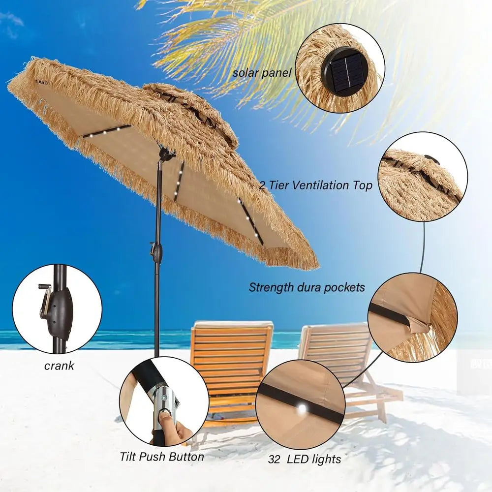 Hawaiian-Inspired Tiki Patio Umbrella for Beach, Garden, and Pool Relaxation