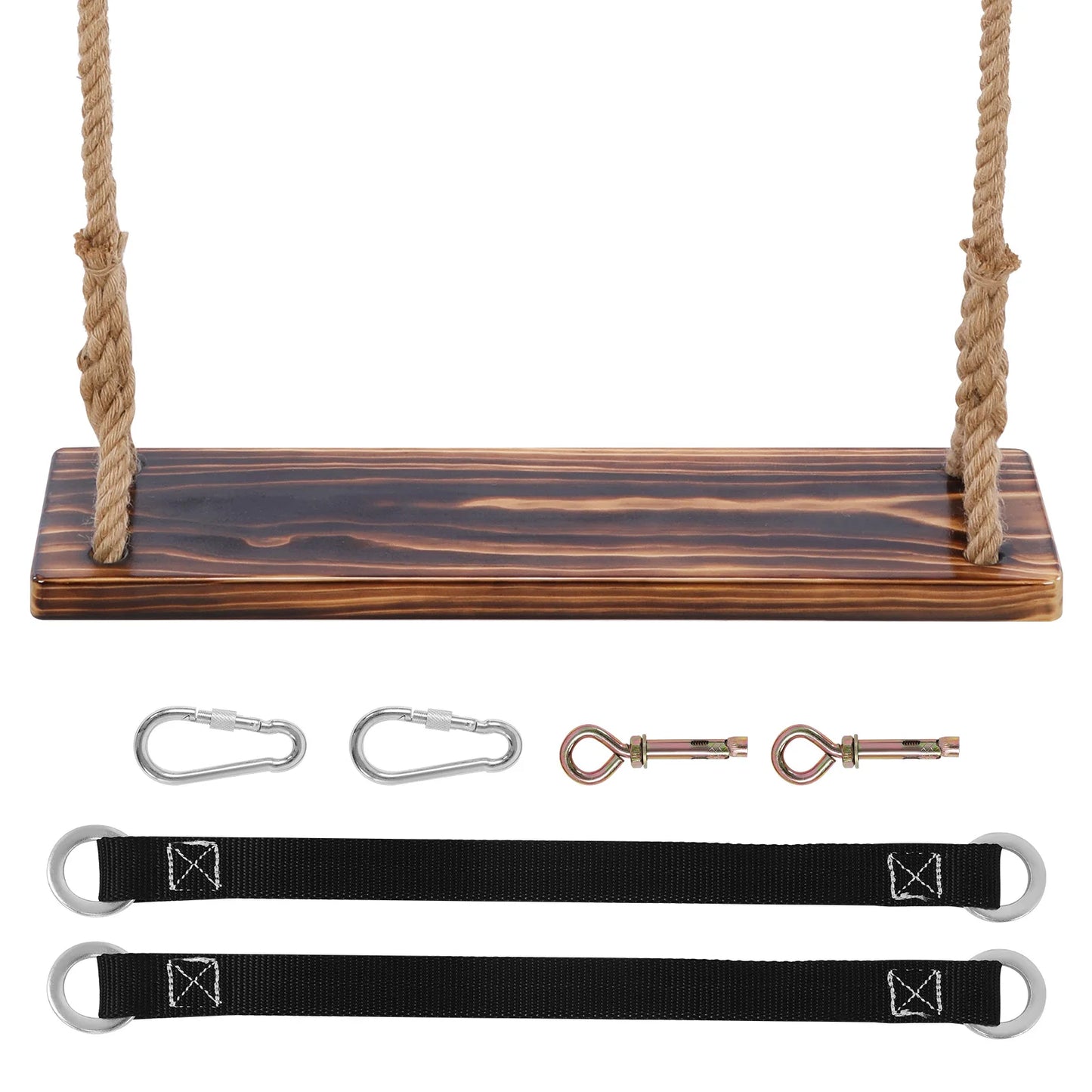 17x6x1.2in 220LBS Loads / 23x6x1.2in 440LBS Loads Wooden Swing Seat Hanging Wooden Tree Swings Seat for Parent-Child Interaction