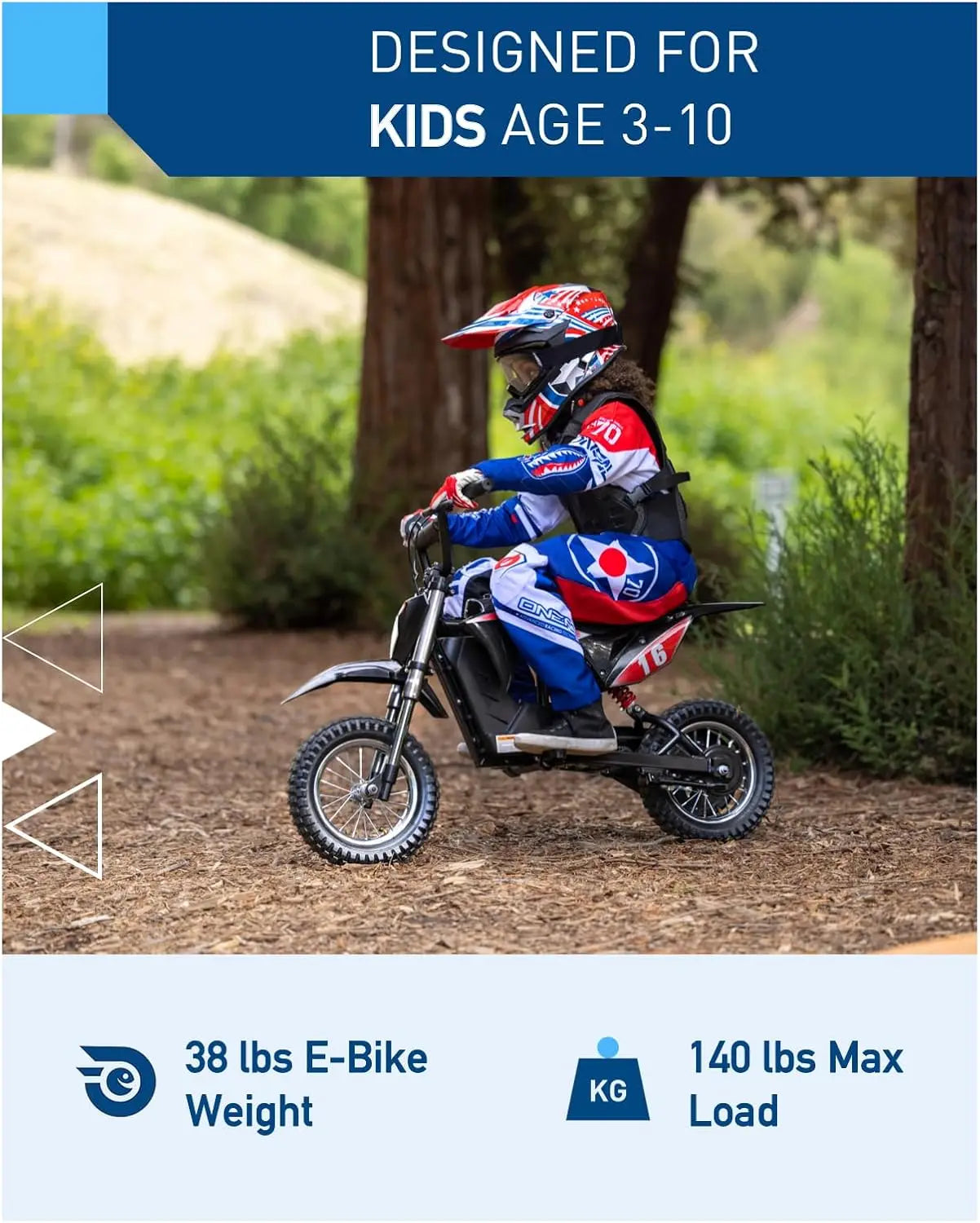Hiboy DK1 36V 300W Kids Electric Dirt Bike, 15.5 MPH 3-Speed Off-Road E-Bike, 13.7 Miles Range Rechargeable Mini Motorcycle