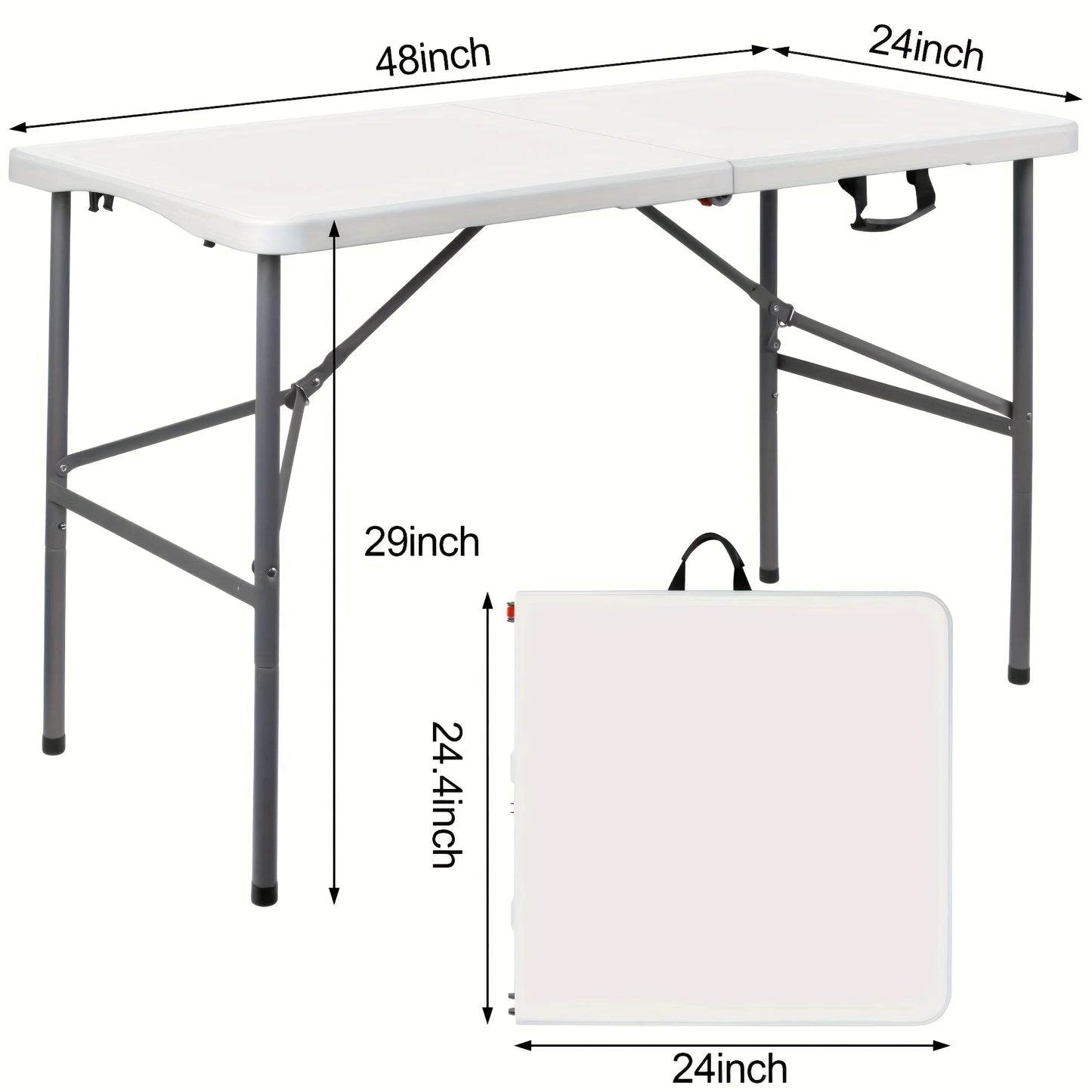 1/2 Pack 4/6/8 FT Plastic Folding Dining Table, White High Duty Rectangular Dining Table with Carrying Handle, Portable In/Qutdoor Camping Picnic Garden Party Dining & Office Meeting Desk LODEIJA