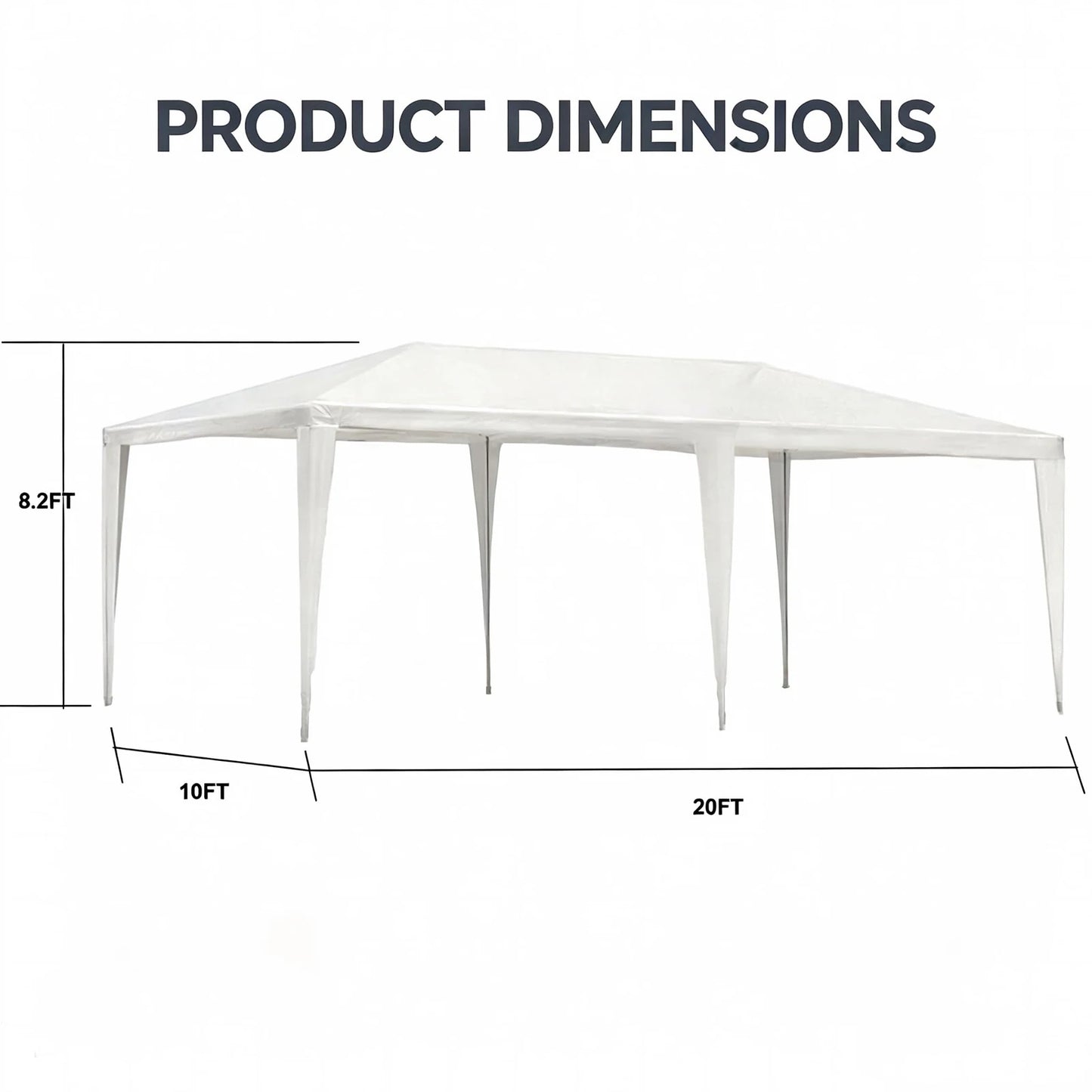10x20/10x30 Party Tent Outdoor Wedding Canopy, Heavy Duty PE Top Gazebo Shelter For BBQ Backyard Patio Events, No Sidewalls