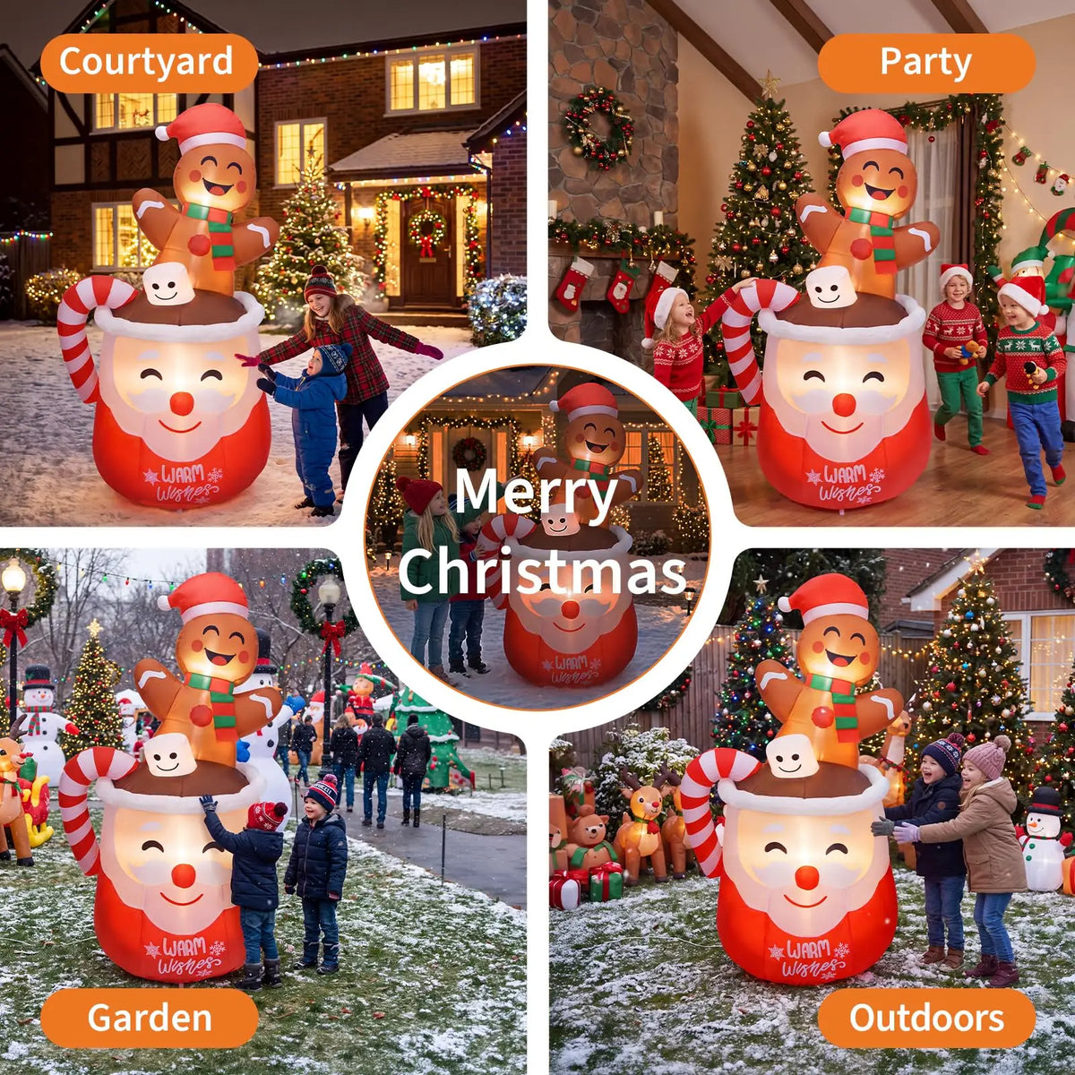 HiMISS Christmas Gingerbread Man Inflatable With LED Lights