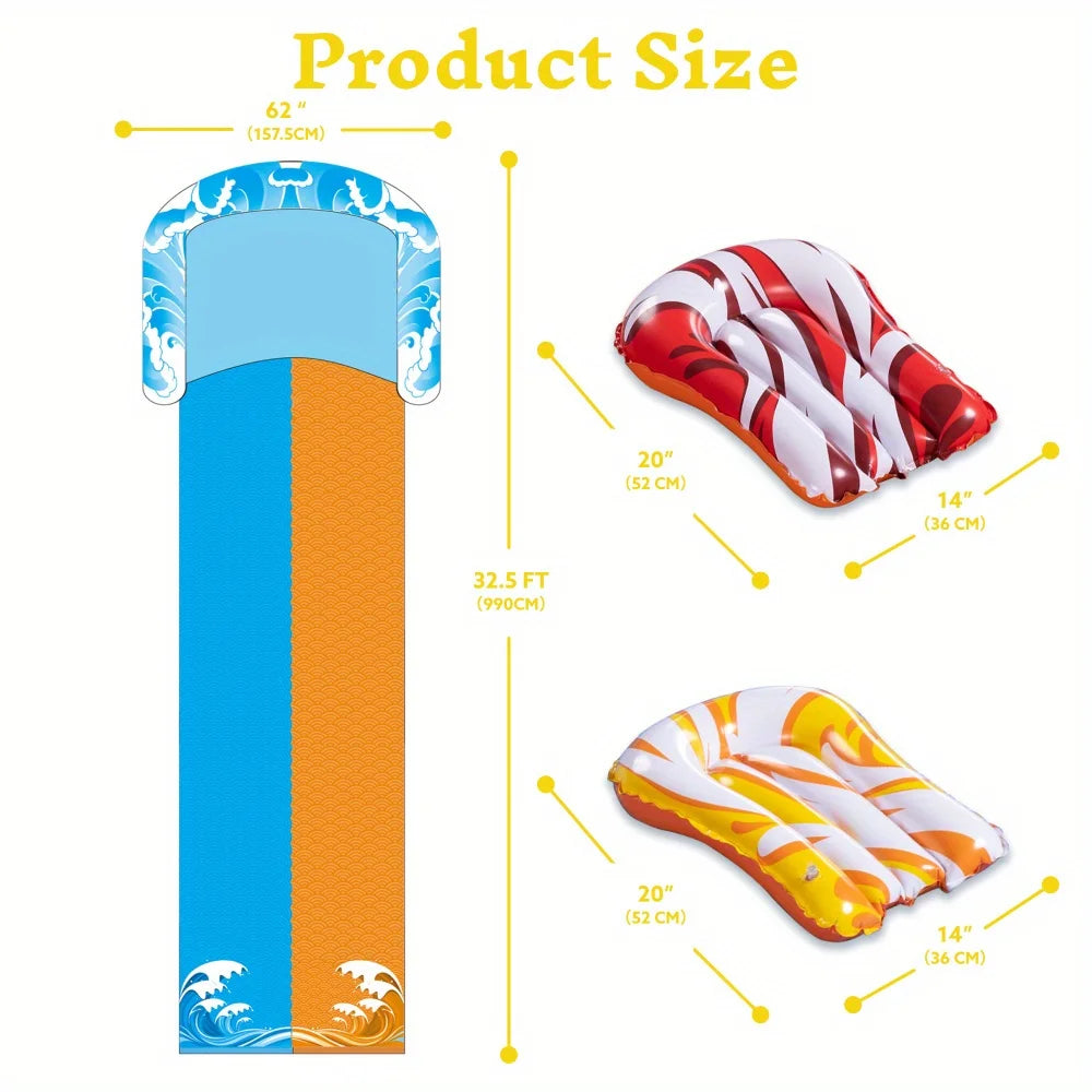 JOYFY 32.5ft Mega Inflatable Water Slide with Dual Racing Lanes 2 Boards Splash Sprayer for Kids Adult Summer Party Outdoor Toy