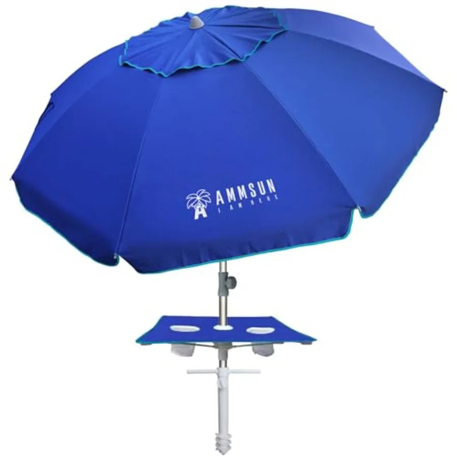 Heavy Duty Windproof Beach Umbrella With Sand Anchor Tray