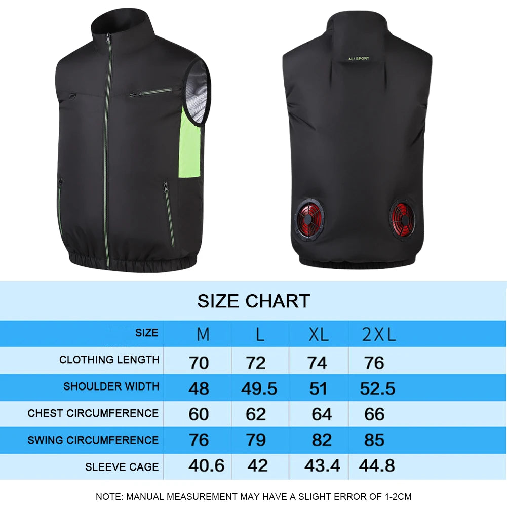 Wearable Cooling Vest With Air Fan For Summer Outdoor Activities